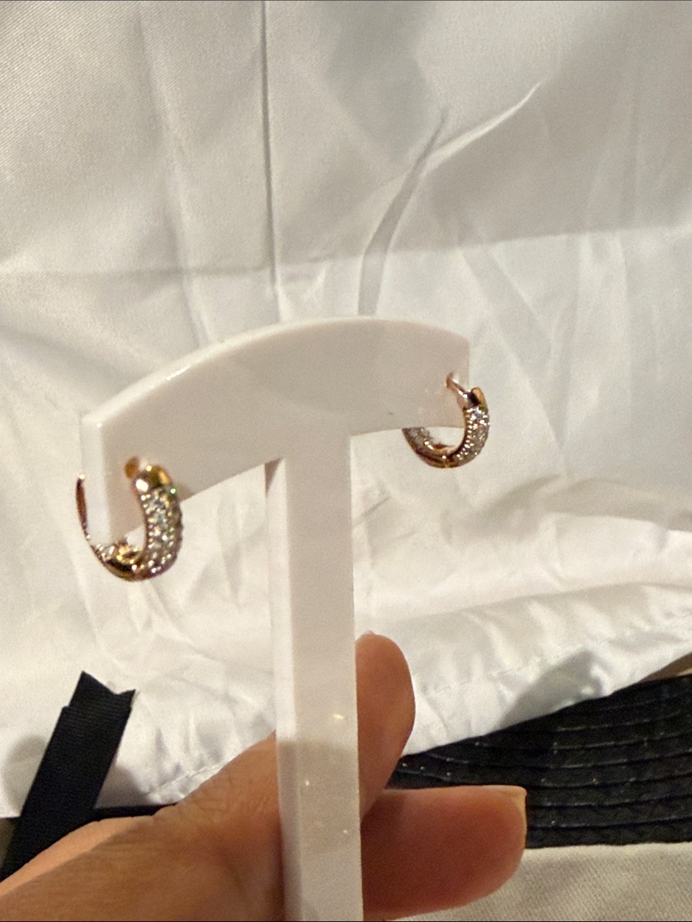 Gold-Tone Cubic Zirconia Huggie Hoop Earrings - Rose Gold plated